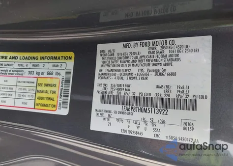 2021 Ford Mustang Ecoboost Fastback from USA, damaged, VIN 1FA6P8TH0M5113922